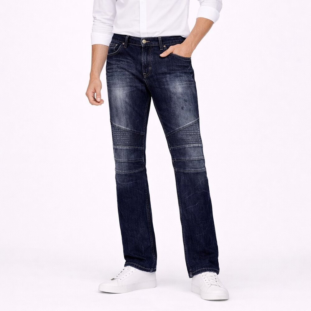 Parish Nation men's jeans pants high rise ribbed stone wash blue Size:: 50.